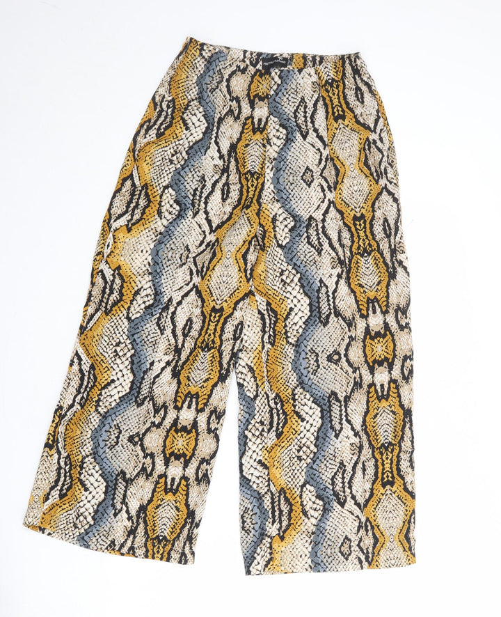 PRETTYLITTLETHING Womens Multicoloured Animal Print Polyester Trousers Size 6 Regular Zip - Snakeskin Pattern