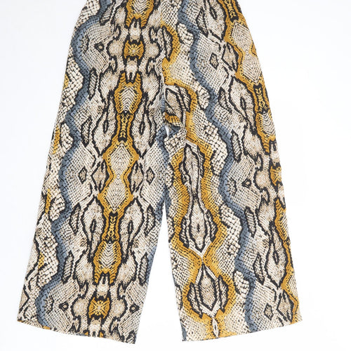 PRETTYLITTLETHING Womens Multicoloured Animal Print Polyester Trousers Size 6 Regular Zip - Snakeskin Pattern