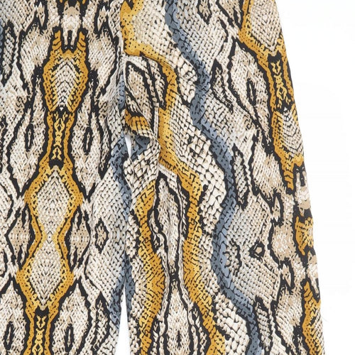 PRETTYLITTLETHING Womens Multicoloured Animal Print Polyester Trousers Size 6 Regular Zip - Snakeskin Pattern