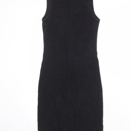 Zara Womens Black Polyester Bodycon Size S V-Neck Pullover