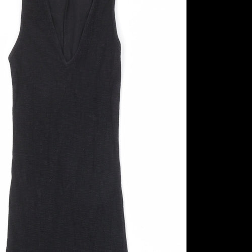 Zara Womens Black Polyester Bodycon Size S V-Neck Pullover