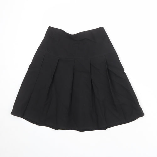 Marks and Spencer Girls Black Polyester Pleated Skirt Size 12-13 Years Regular Zip