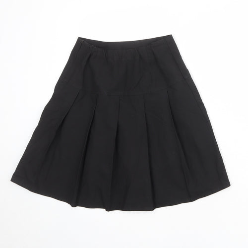 Marks and Spencer Girls Black Polyester Pleated Skirt Size 12-13 Years Regular Zip
