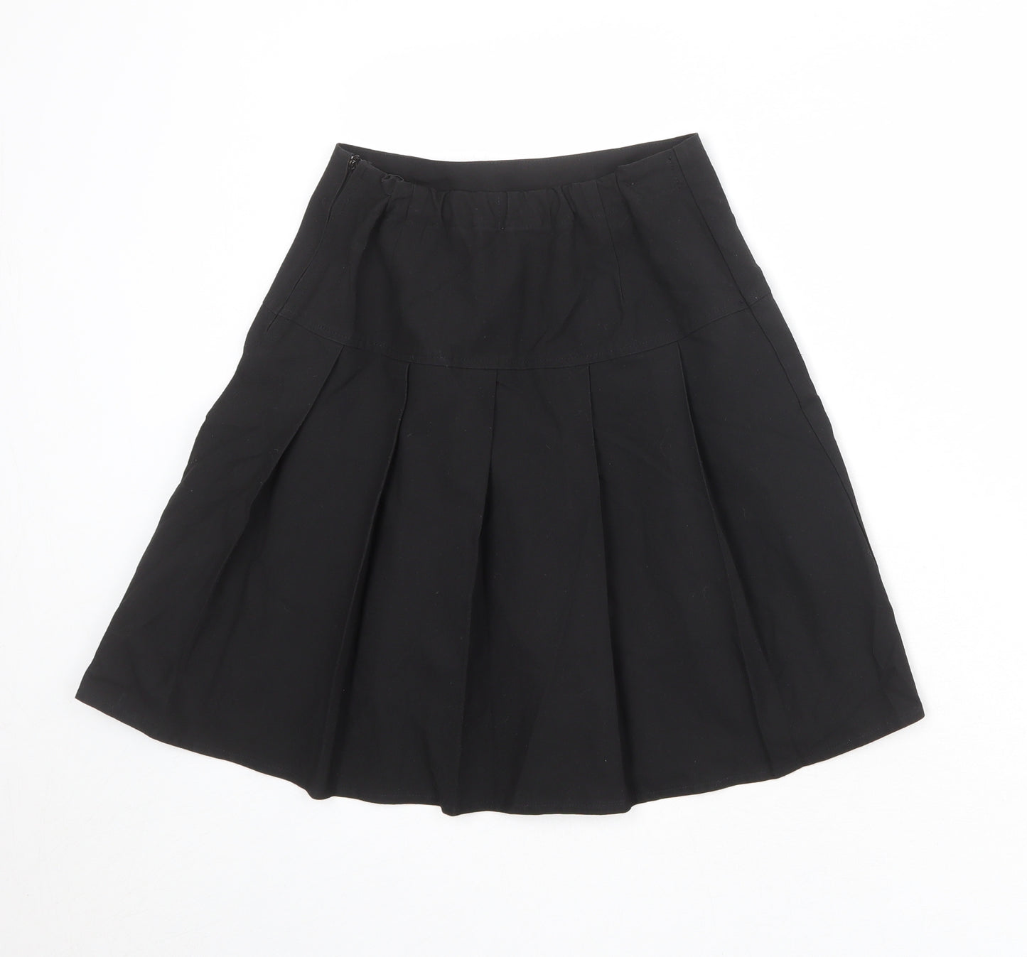 Marks and Spencer Girls Black Polyester Pleated Skirt Size 12-13 Years Regular Zip