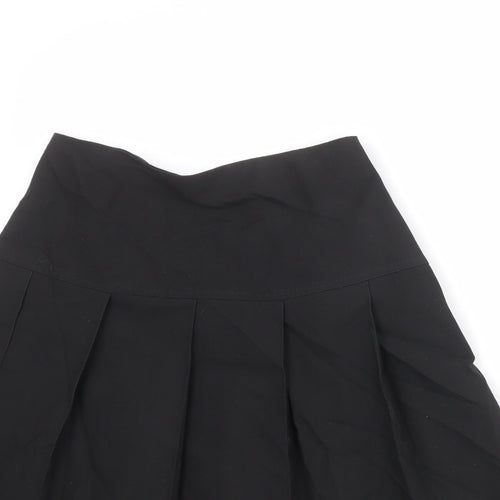 Marks and Spencer Girls Black Polyester Pleated Skirt Size 12-13 Years Regular Zip