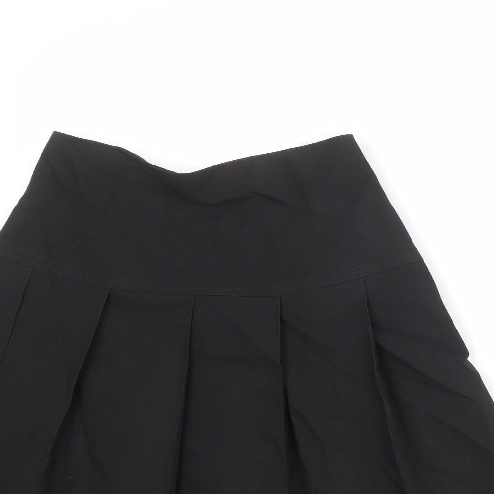 Marks and Spencer Girls Black Polyester Pleated Skirt Size 12-13 Years Regular Zip