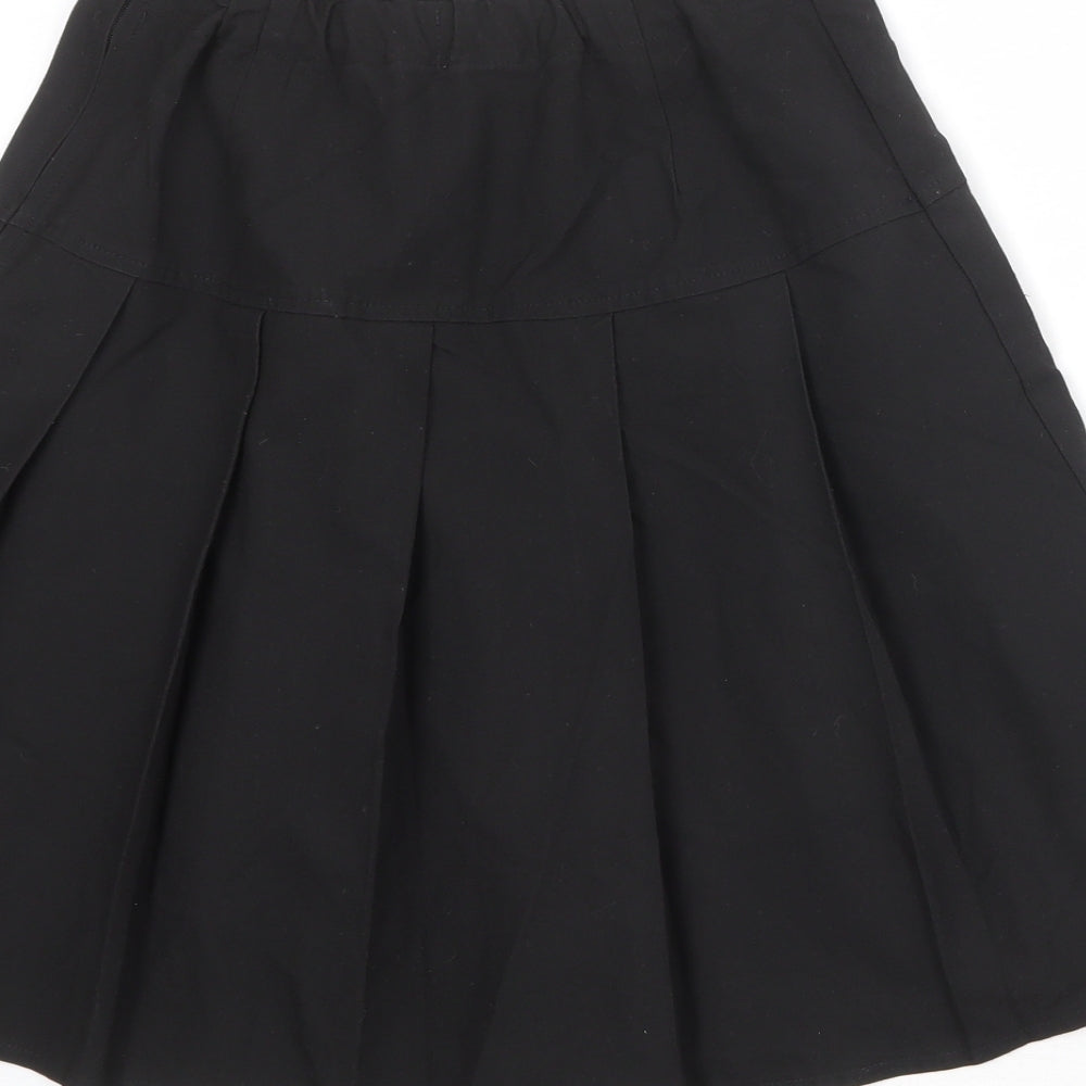 Marks and Spencer Girls Black Polyester Pleated Skirt Size 12-13 Years Regular Zip