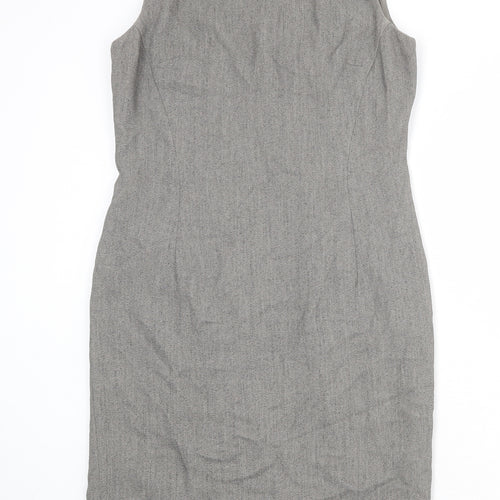 Precis Womens Grey Acetate Shift Size 12 Round Neck Zip