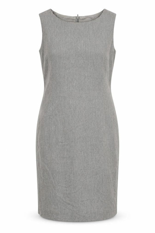 Front view of Precis women’s grey acetate shift, size UK 12, round neck zip