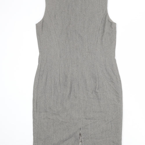 Precis Womens Grey Acetate Shift Size 12 Round Neck Zip