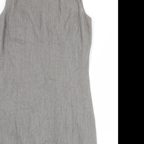 Precis Womens Grey Acetate Shift Size 12 Round Neck Zip