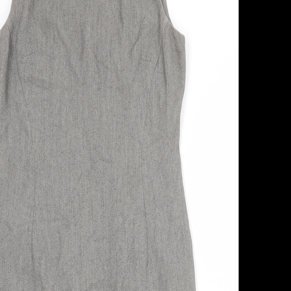 Precis Womens Grey Acetate Shift Size 12 Round Neck Zip