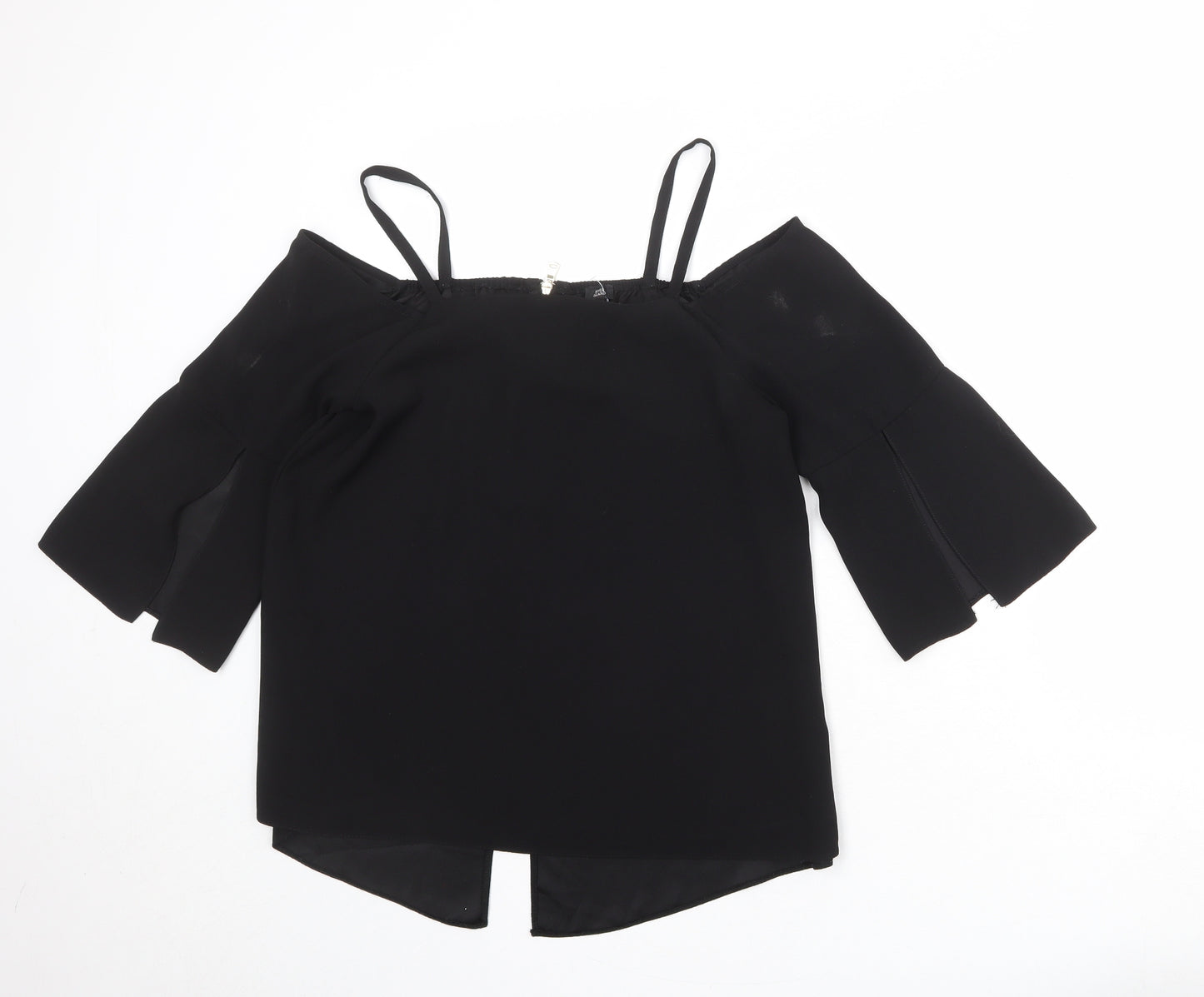 River Island Womens Black Polyester Basic Blouse Size 12 Square Neck