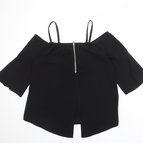 River Island Womens Black Polyester Basic Blouse Size 12 Square Neck