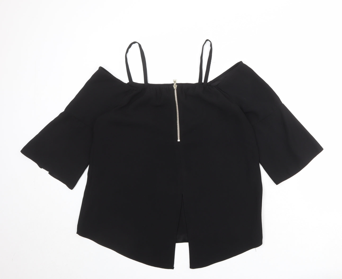 River Island Womens Black Polyester Basic Blouse Size 12 Square Neck