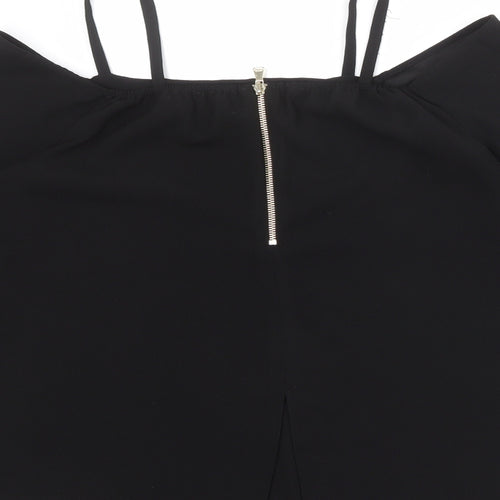 River Island Womens Black Polyester Basic Blouse Size 12 Square Neck