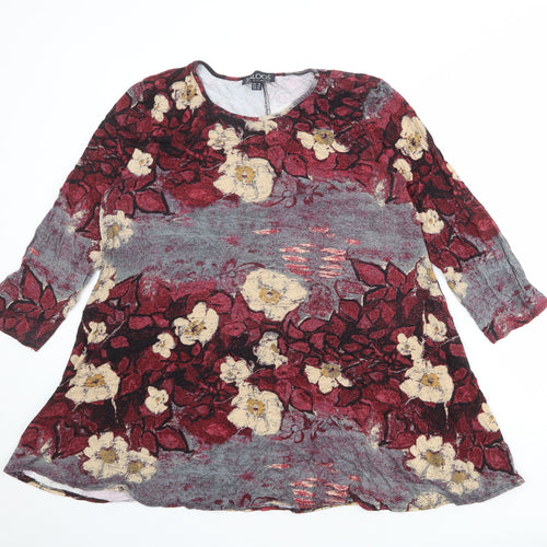 Saloos Womens Multicoloured Geometric Viscose Basic Blouse Size 18 Boat Neck