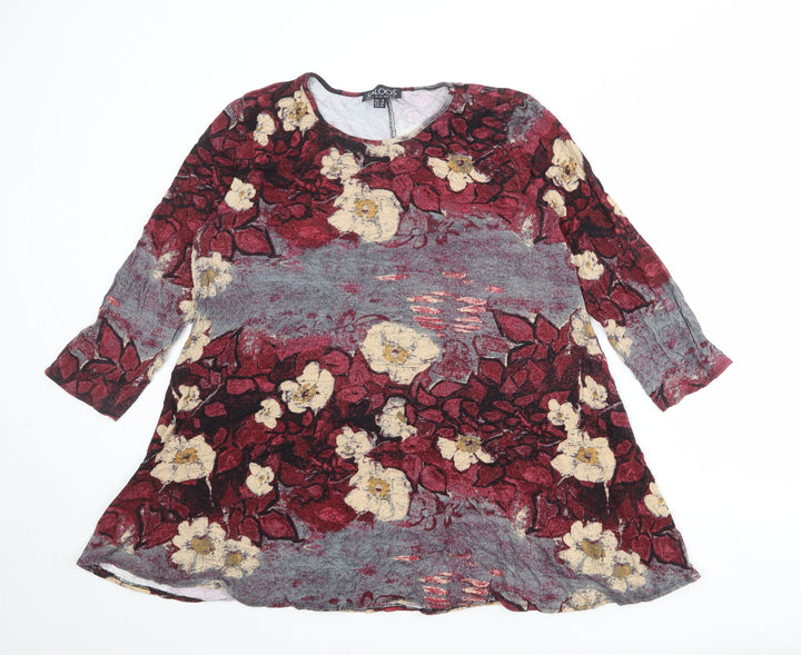 Saloos Womens Multicoloured Geometric Viscose Basic Blouse Size 18 Boat Neck