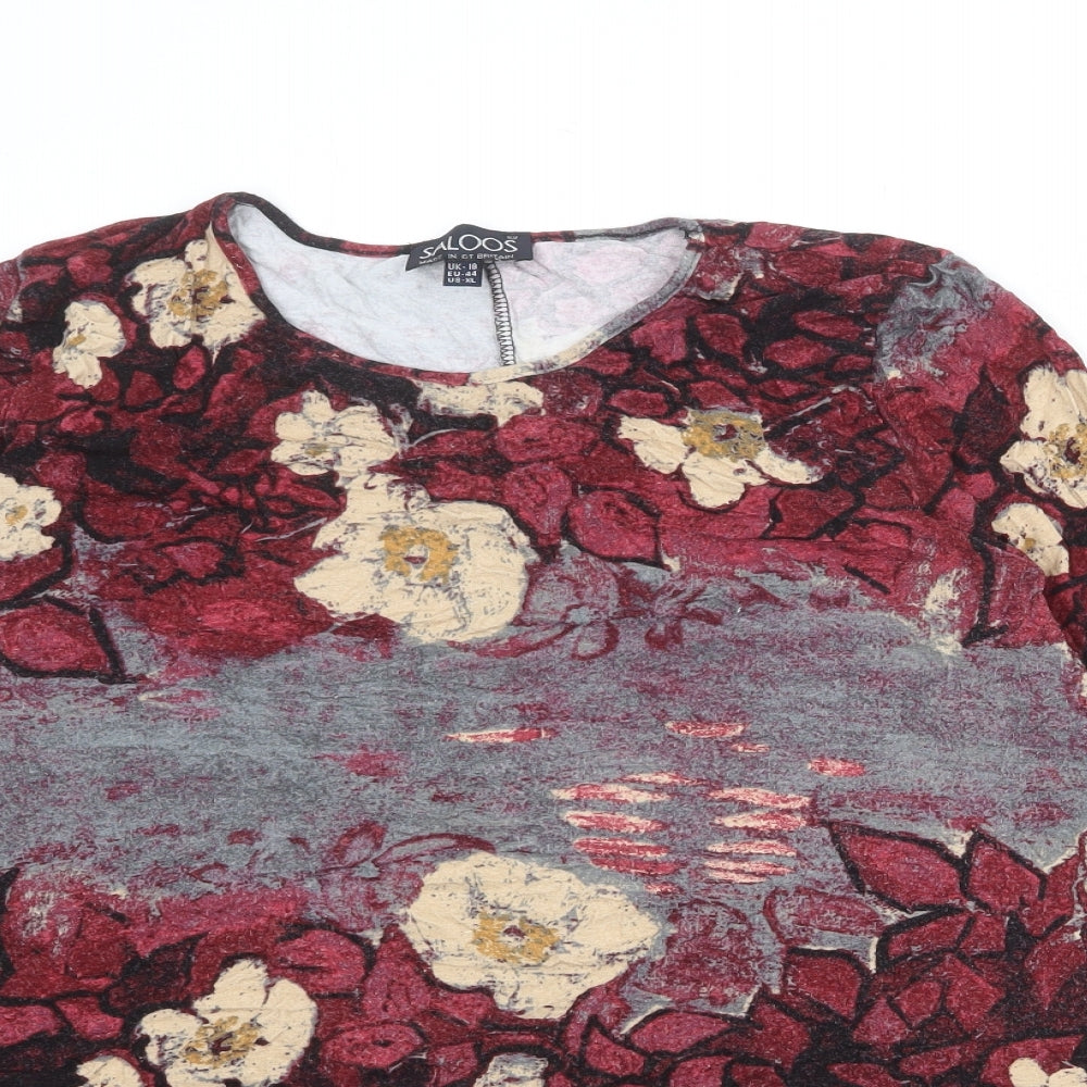 Saloos Womens Multicoloured Geometric Viscose Basic Blouse Size 18 Boat Neck