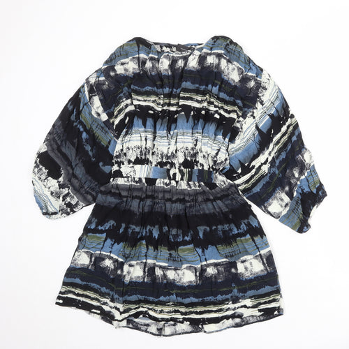 Izabel London Womens Multicoloured Geometric Viscose A-Line Size 10 Round Neck Zip