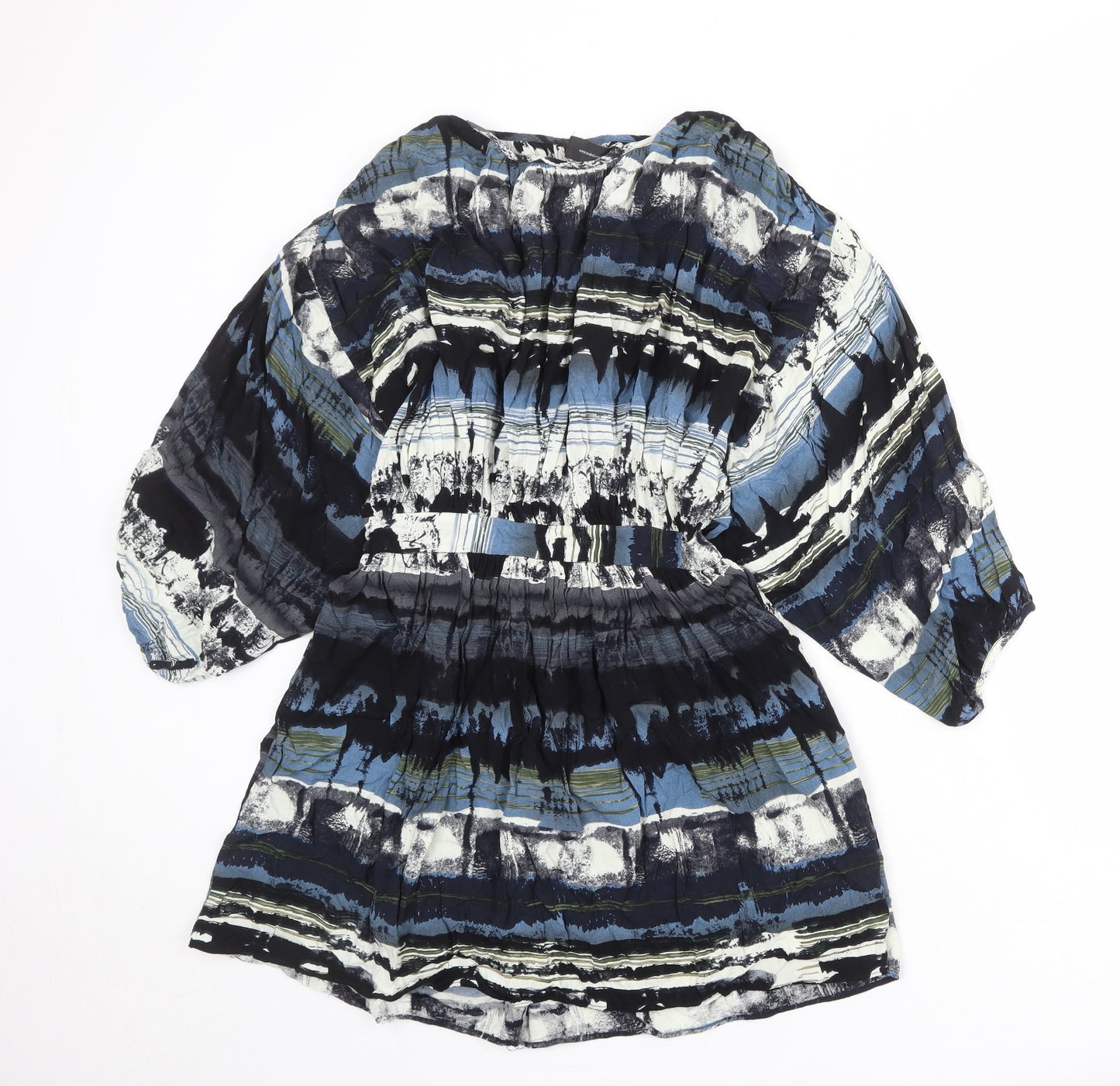 Izabel London Womens Multicoloured Geometric Viscose A-Line Size 10 Round Neck Zip
