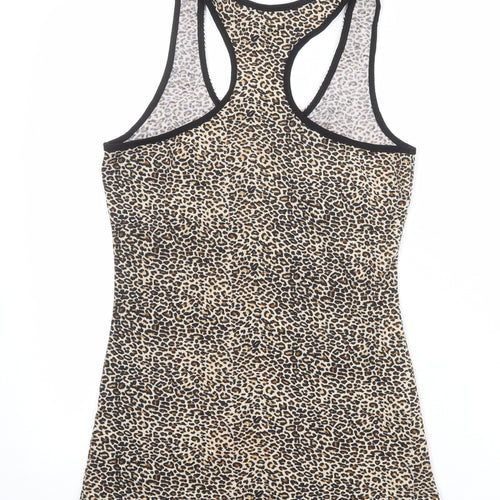 Quiz Womens Multicoloured Animal Print Polyester Basic Tank Size M Scoop Neck - Leopard Print
