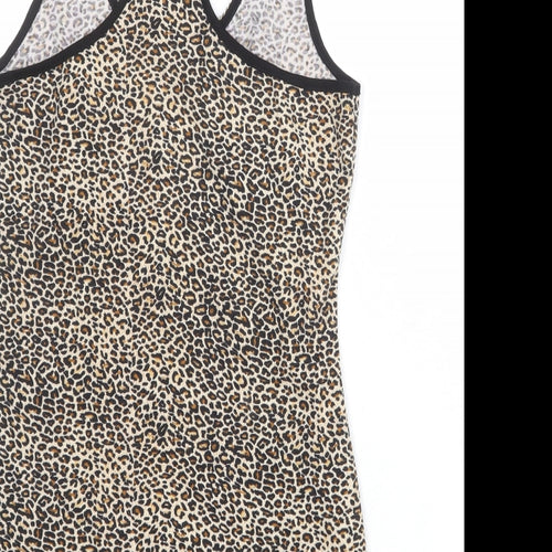 Quiz Womens Multicoloured Animal Print Polyester Basic Tank Size M Scoop Neck - Leopard Print