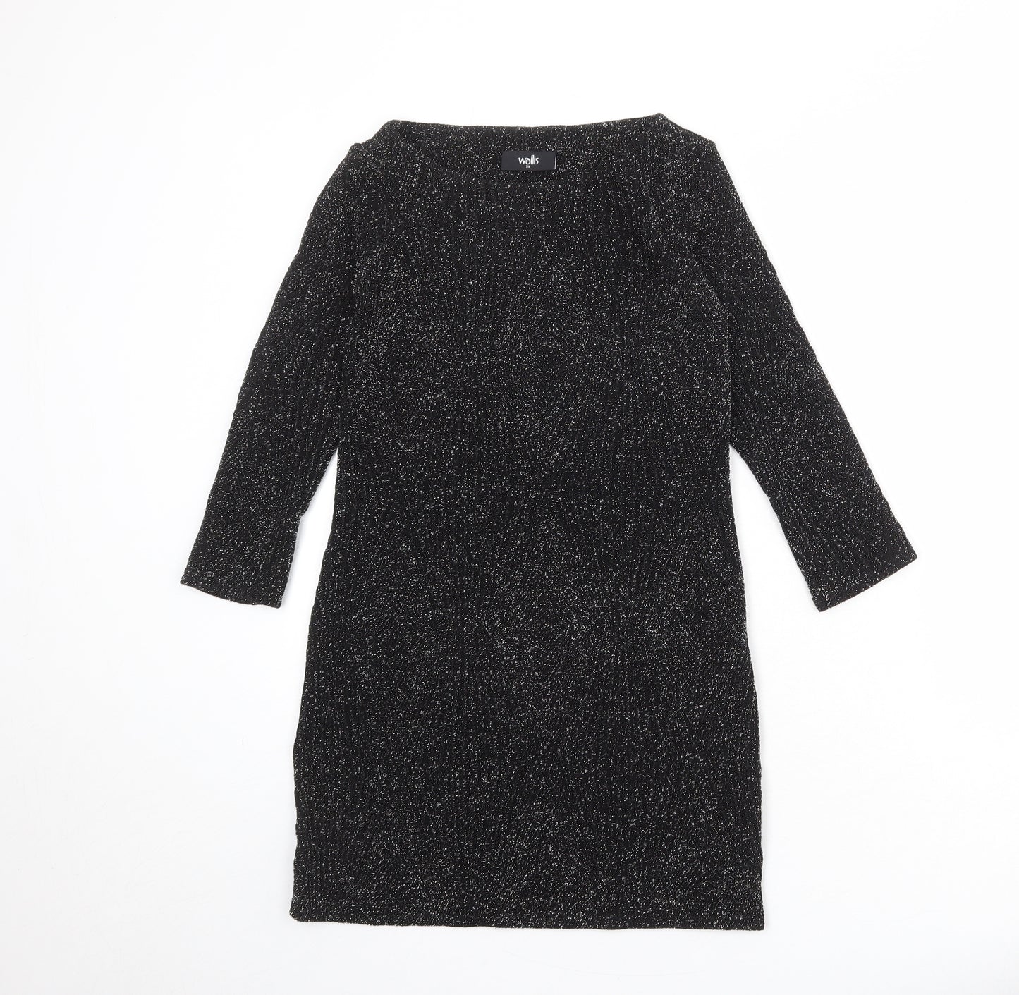 Wallis Womens Black Geometric Nylon A-Line Size XS Round Neck Pullover