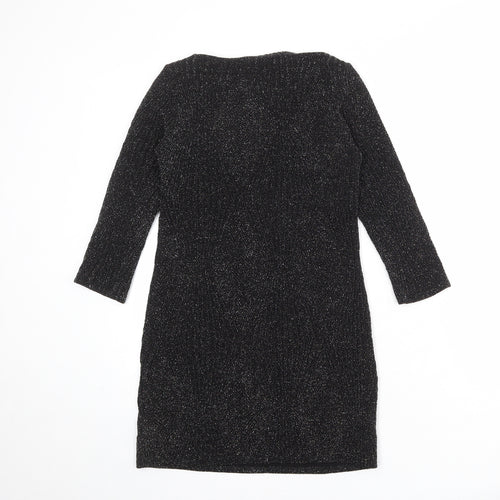 Wallis Womens Black Geometric Nylon A-Line Size XS Round Neck Pullover
