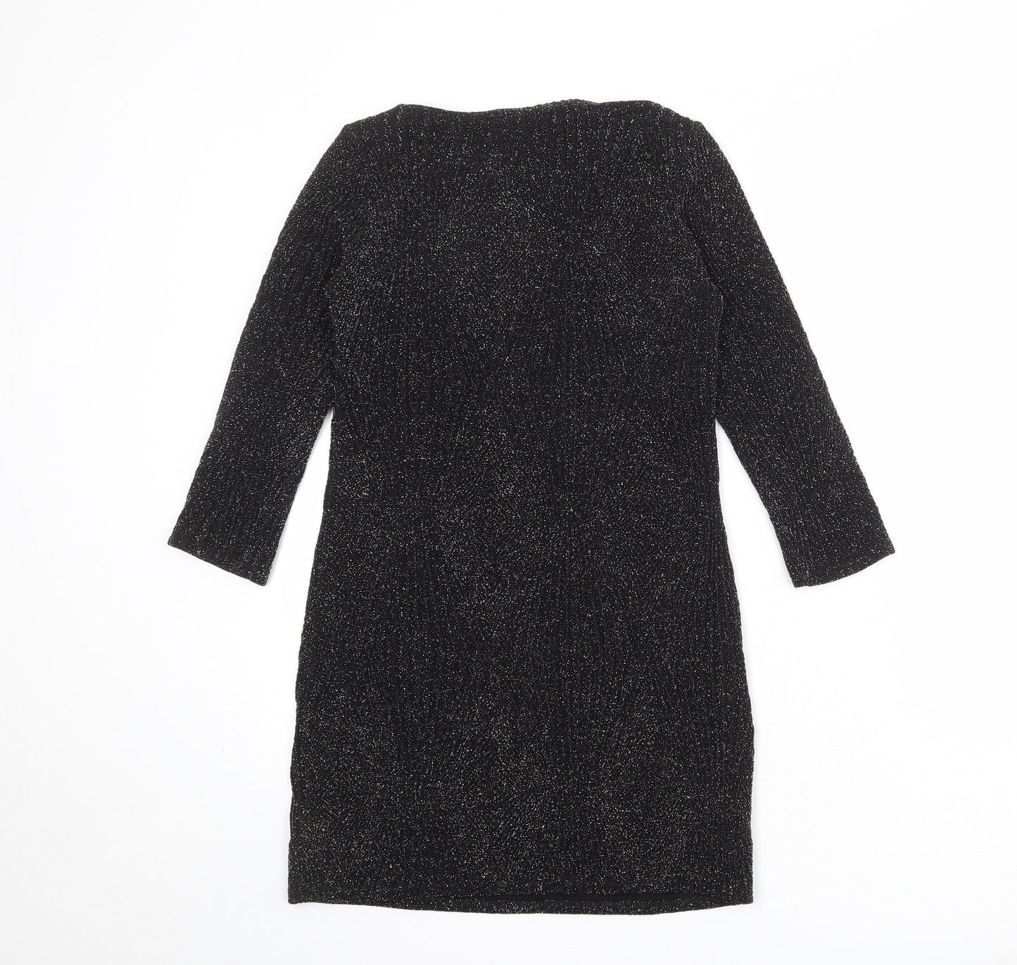 Wallis Womens Black Geometric Nylon A-Line Size XS Round Neck Pullover