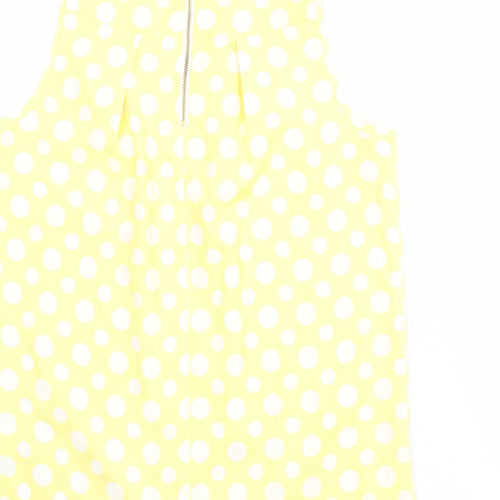 NEXT Womens Yellow Polka Dot Polyester Basic Blouse Size 10 High Neck