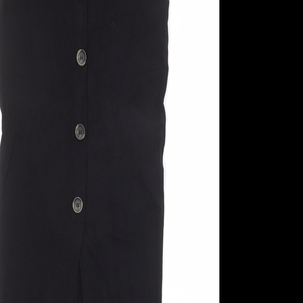 ASOS Womens Black Polyester A-Line Skirt Size 6 Button