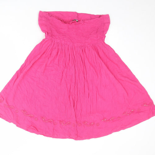 South Womens Pink 100% Cotton Mini Size 16 Off the Shoulder Pullover