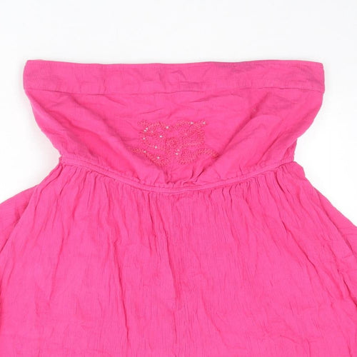 South Womens Pink 100% Cotton Mini Size 16 Off the Shoulder Pullover
