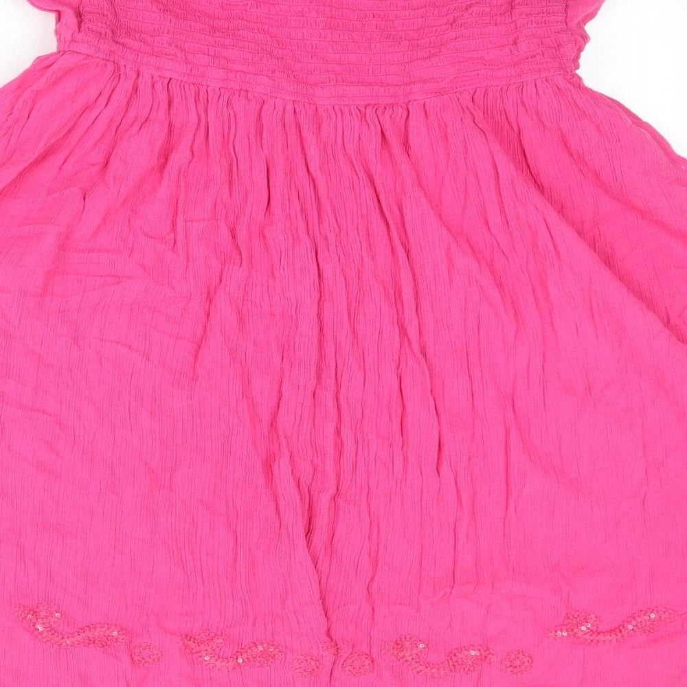 South Womens Pink 100% Cotton Mini Size 16 Off the Shoulder Pullover