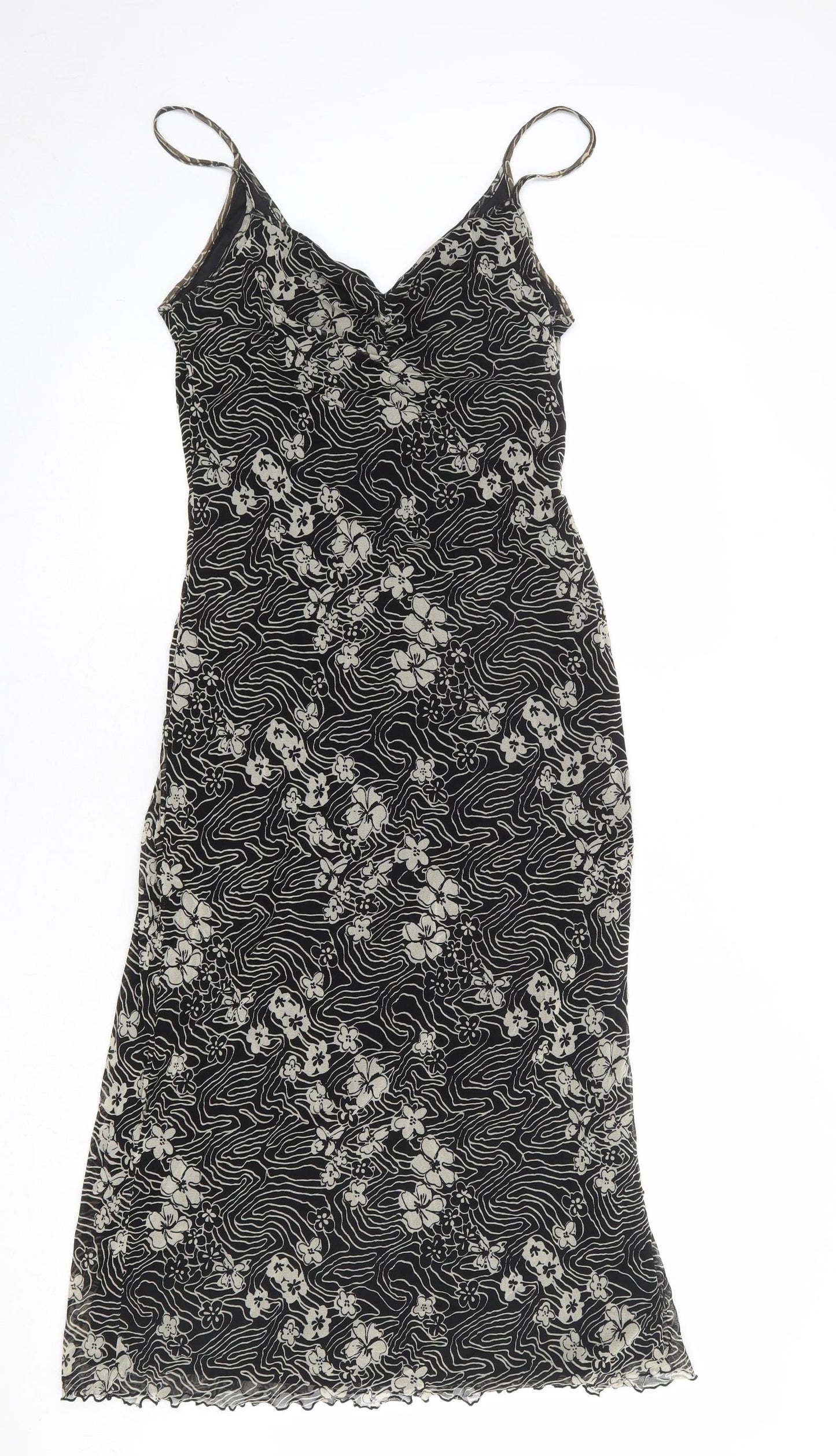 Mexx Womens Black Geometric Polyester Tank Dress Size XL V-Neck Pullover