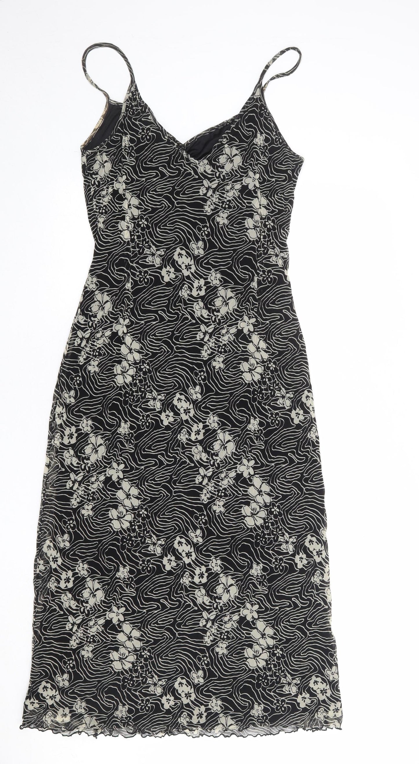 Mexx Womens Black Geometric Polyester Tank Dress Size XL V-Neck Pullover