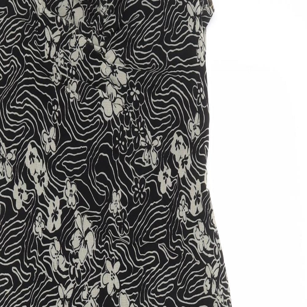 Mexx Womens Black Geometric Polyester Tank Dress Size XL V-Neck Pullover
