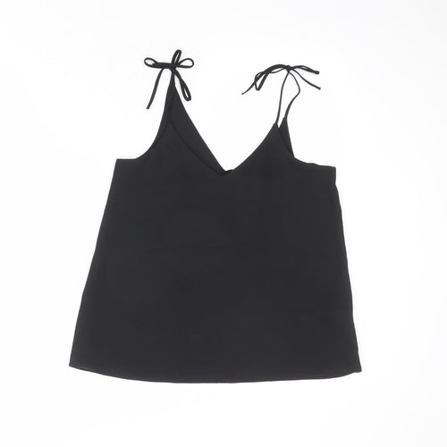 River Island Womens Black Polyester Camisole Tank Size 8 V-Neck - Tie Strap Detail