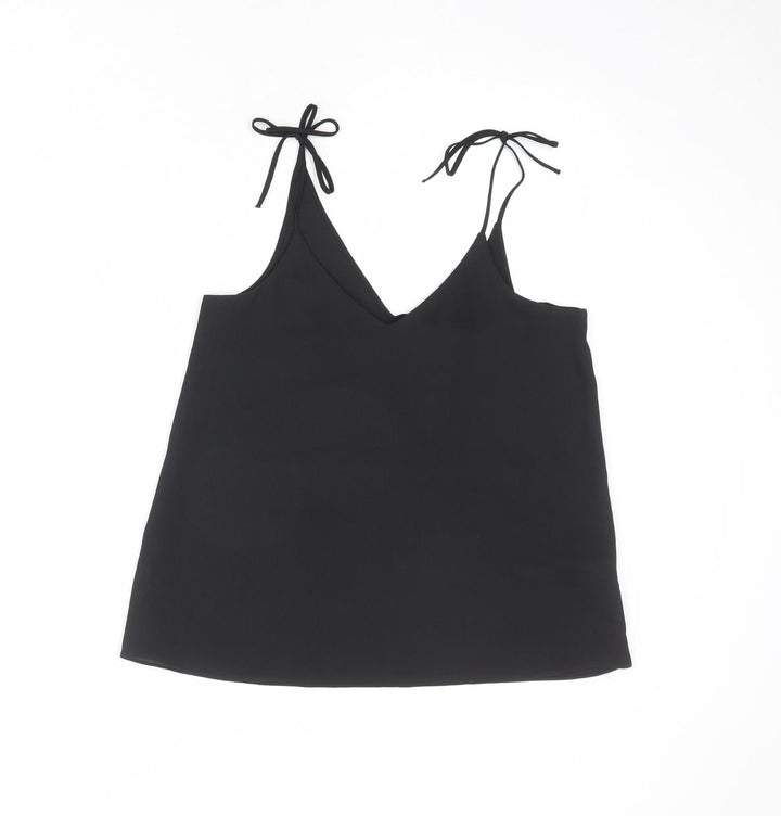 River Island Womens Black Polyester Camisole Tank Size 8 V-Neck - Tie Strap Detail