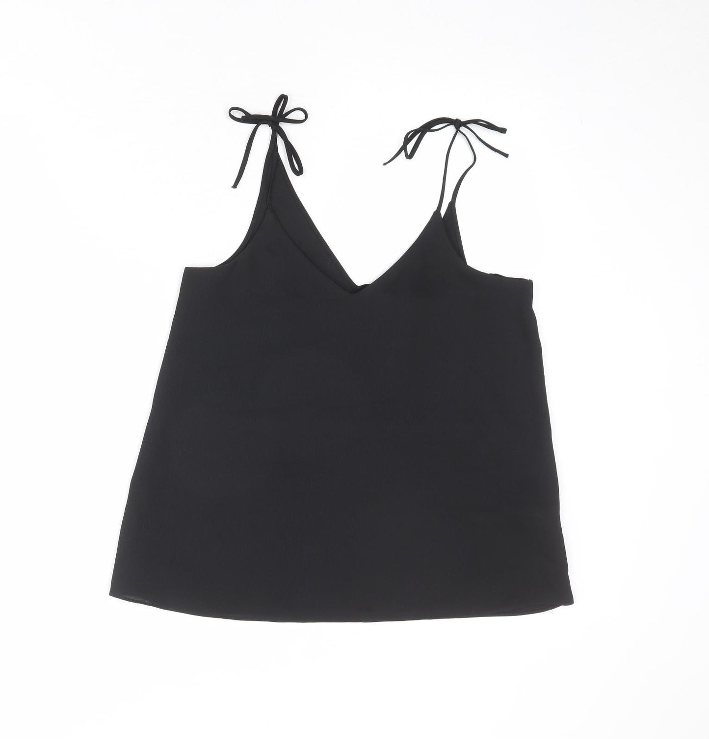 River Island Womens Black Polyester Camisole Tank Size 8 V-Neck - Tie Strap Detail