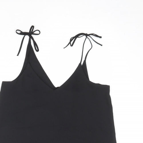River Island Womens Black Polyester Camisole Tank Size 8 V-Neck - Tie Strap Detail