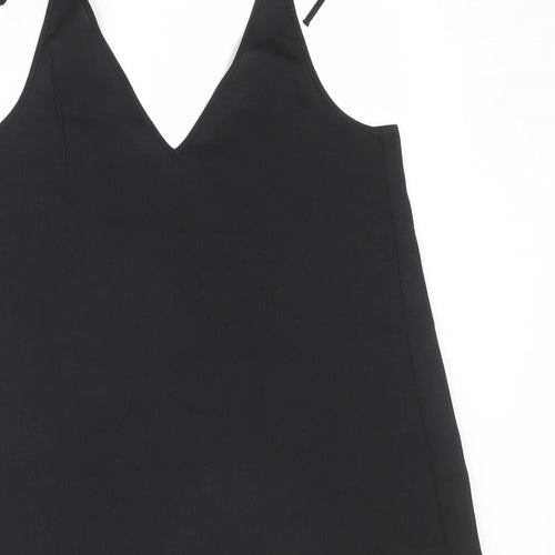 River Island Womens Black Polyester Camisole Tank Size 8 V-Neck - Tie Strap Detail