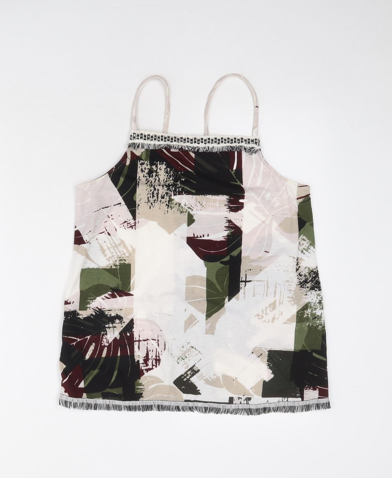 NEXT Womens Multicoloured Geometric Polyester Camisole Tank Size 8 Square Neck