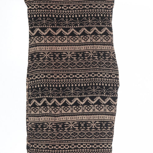 Apricot Womens Black Geometric Viscose Bodycon Size S Round Neck Pullover - Size S-M