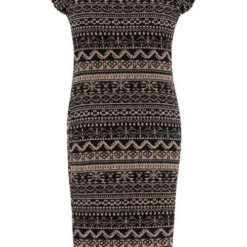 Apricot Womens Black Geometric Viscose Bodycon Size S Round Neck Pullover - Size S-M