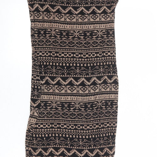 Apricot Womens Black Geometric Viscose Bodycon Size S Round Neck Pullover - Size S-M