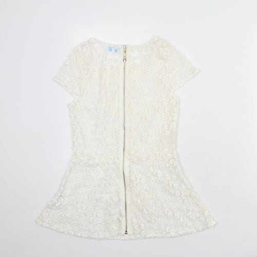 Blue Vanilla Womens White Cotton Basic Blouse Size S Boat Neck
