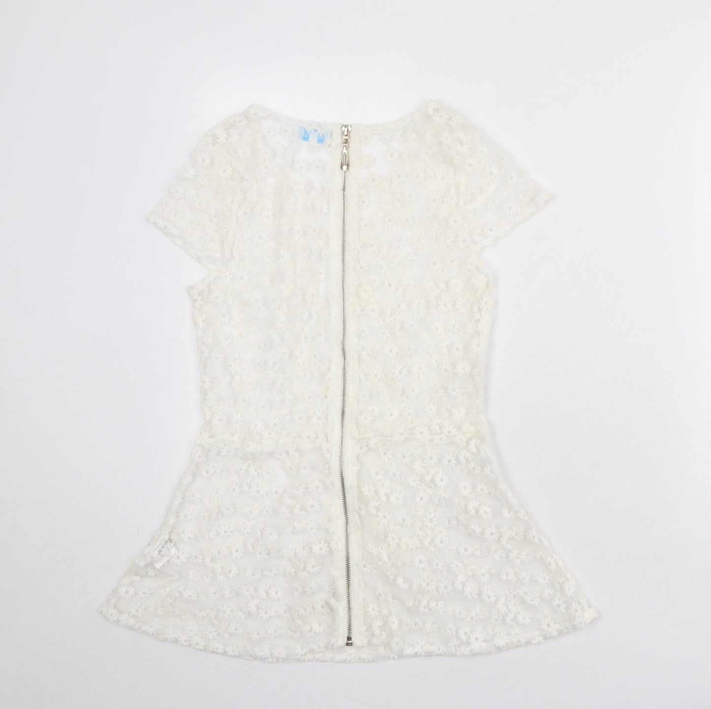 Blue Vanilla Womens White Cotton Basic Blouse Size S Boat Neck