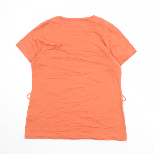 EWM Womens Orange Cotton Basic T-Shirt Size S Square Neck